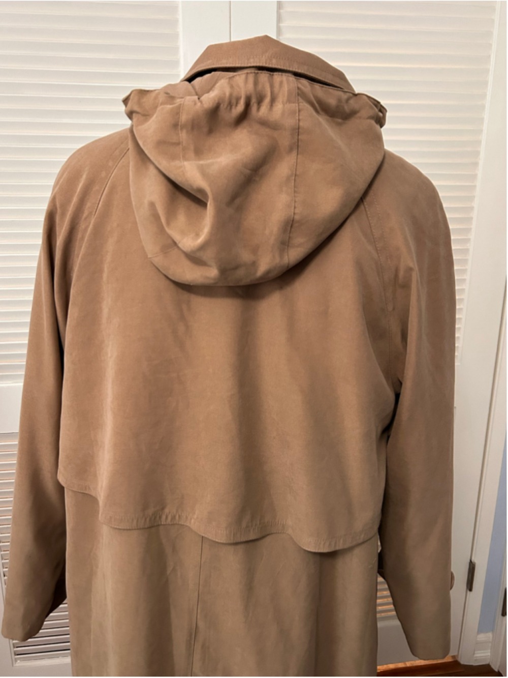 Gallery Petite Hooded Trench Coat Beige Longline Size 10 - Picture 9 of 12